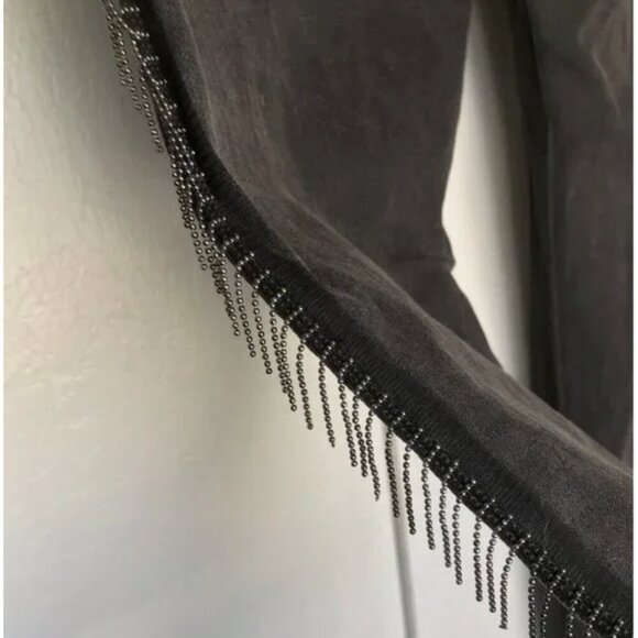NWOT Armani Exchange J69 Super Skinny Lift Up Dark Gray Beaded Fringe Jeans 26 - Picture 3 of 12